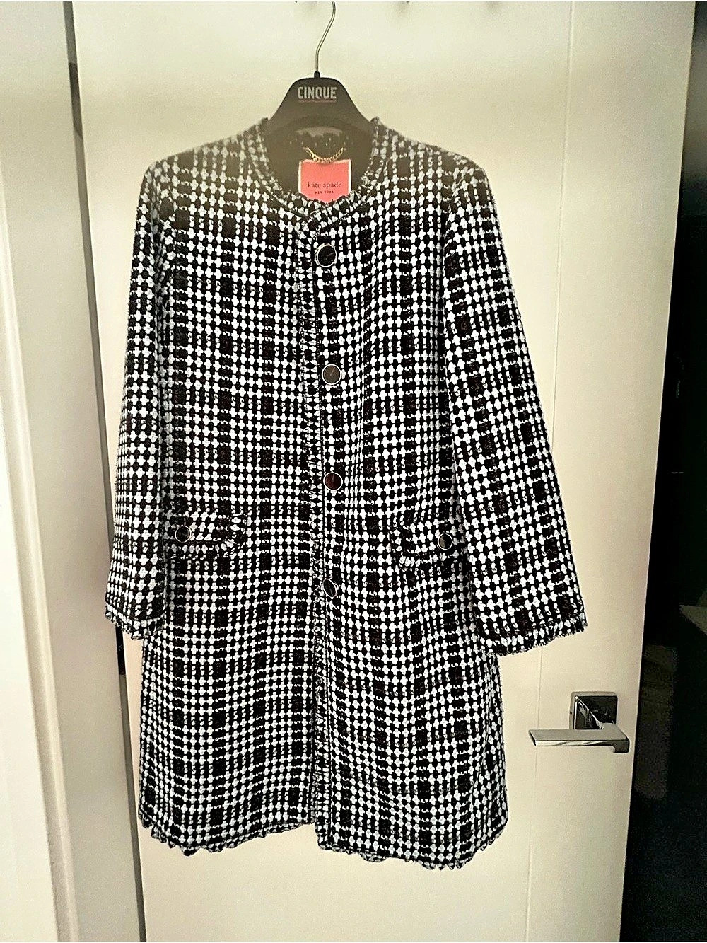 Kate Spade New York Checkered Coat in Black & Blue Like New